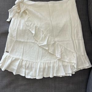 Ghanda White Ruffle Wrap Mini Skirt